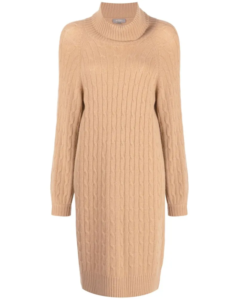 N.Peal Kleid mit Zopfmuster - Nude Nude