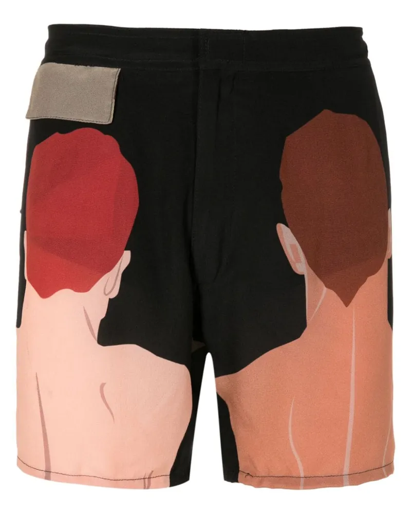 Amir Slama Shorts aus Seide mit Print - Schwarz Schwarz