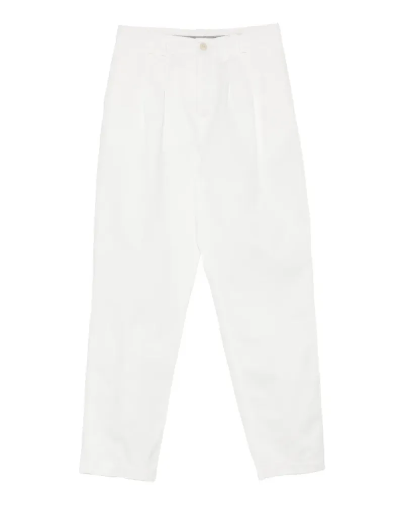 Canali Straight-Leg-Hose mit Falten - Weiß Weiß