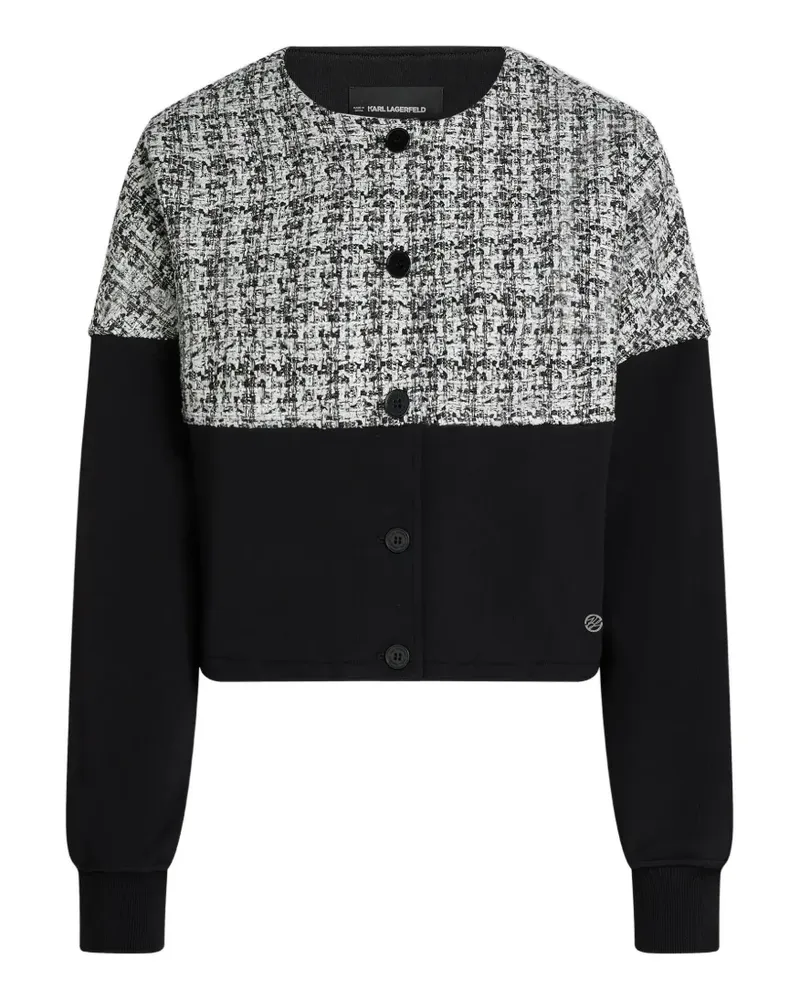 Karl Lagerfeld Jersey-Cardigan mit Bouclé-Einsatz - Schwarz Schwarz
