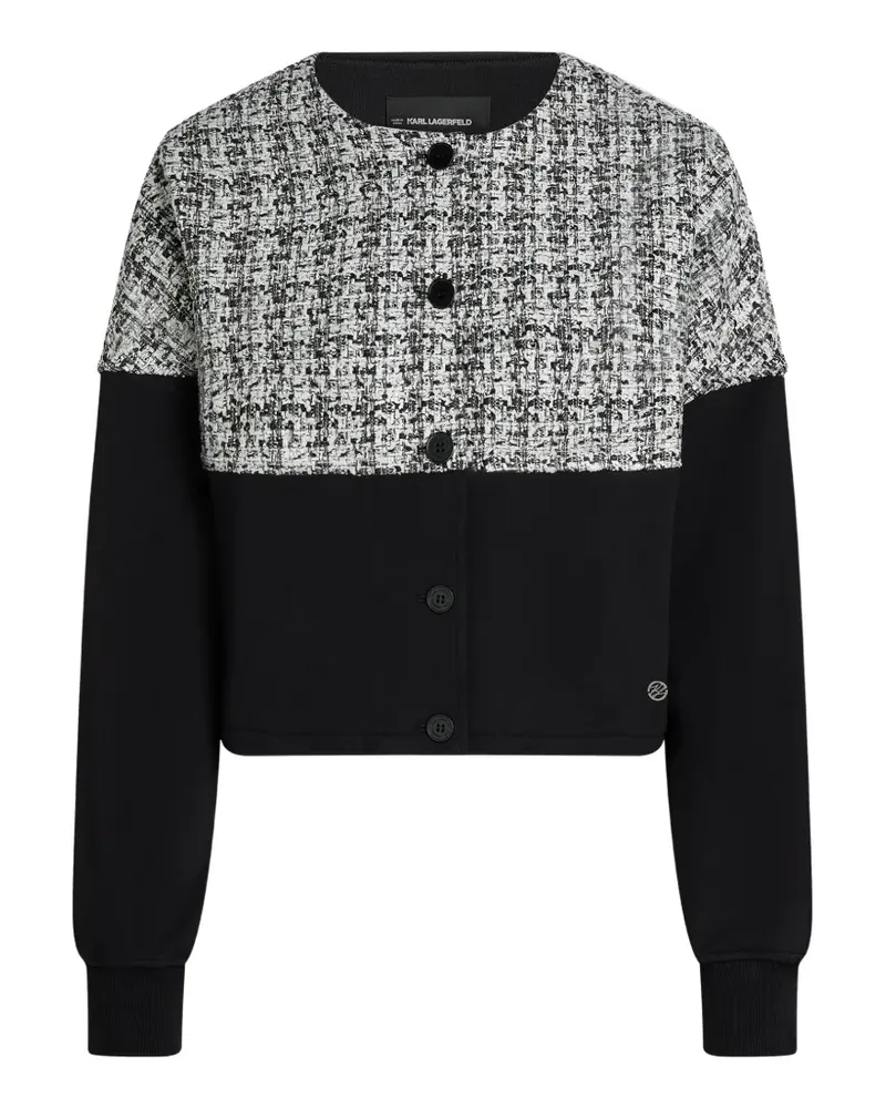 Karl Lagerfeld Jersey-Cardigan mit Bouclé-Einsatz - Schwarz Schwarz