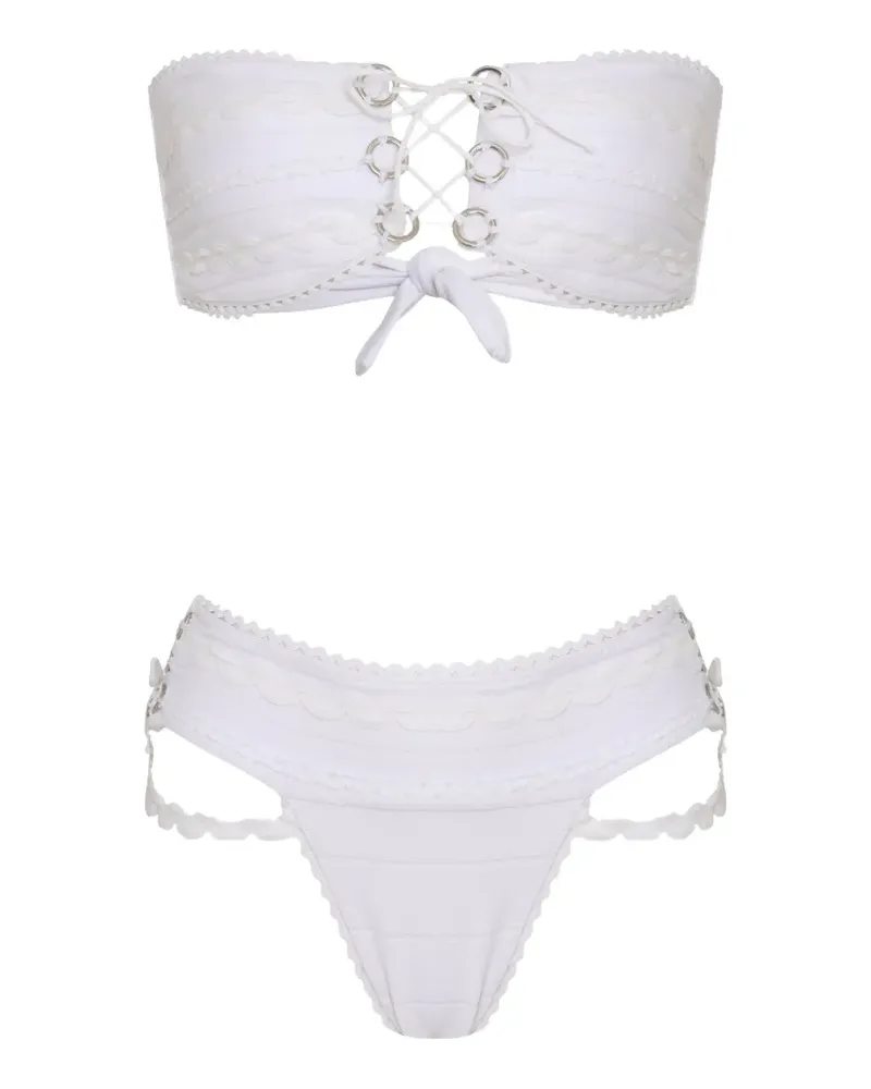 Amir Slama Bikini mit Schnürung - Weiß Weiß