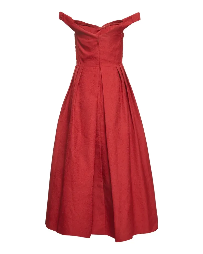 Self-Portrait off-shoulder jacquard midi dress - Rot Rot