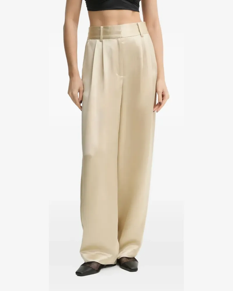 By Malene Birger pleated satin trousers - Nude Nude