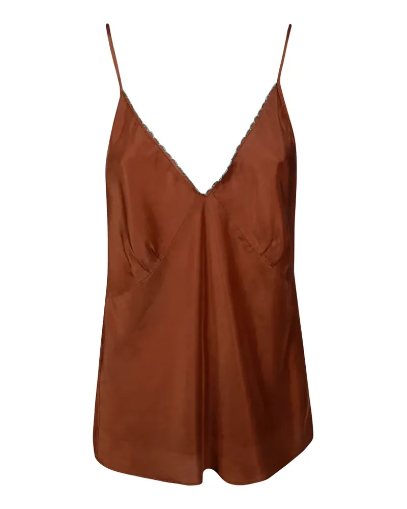 forte_forte scalloped V-neck blouse - Braun Braun