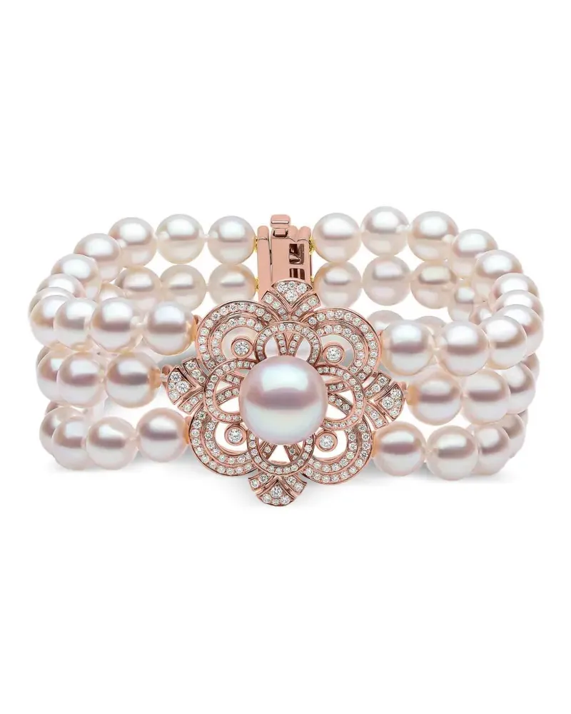 YOKO London 18CT RG SS 3ROW AKOYA BRACELET 256D:1.37CT - Rosa Rosa