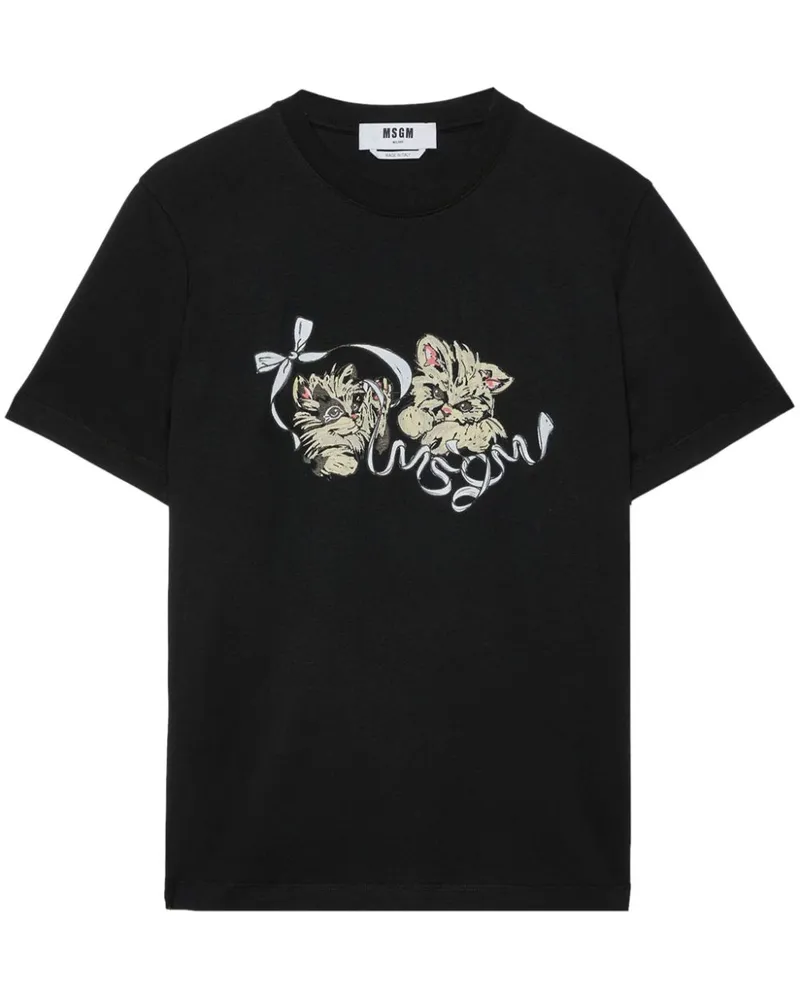 MSGM T-Shirt mit grafischem Print Schwarz