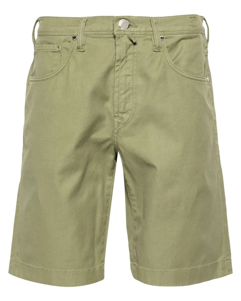 Incotex Jeans-Shorts mit Logo-Patch Grün