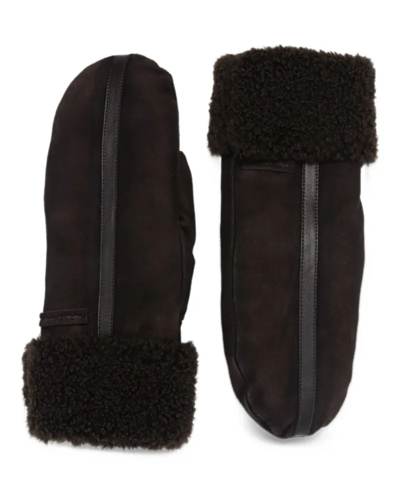Marc O'Polo shearling-trim leather mittens - Braun Braun