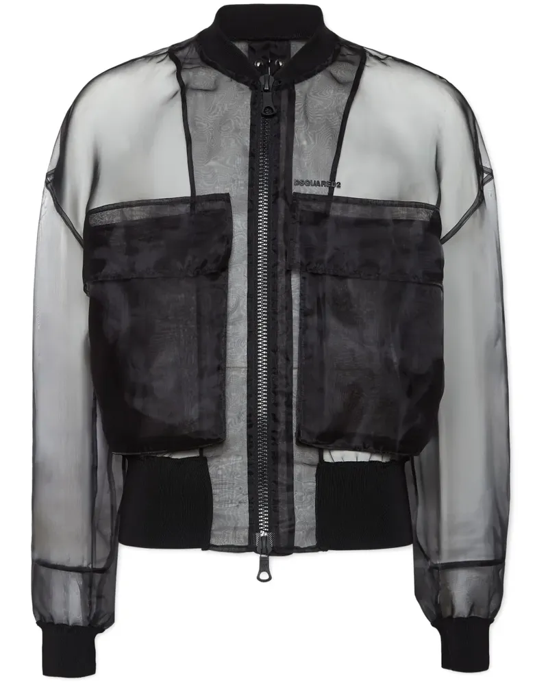 Dsquared2 Semi-transparente Bomberjacke - Schwarz Schwarz