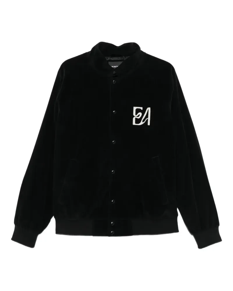 Emporio Armani corduroy logo-patch jacket - Schwarz Schwarz
