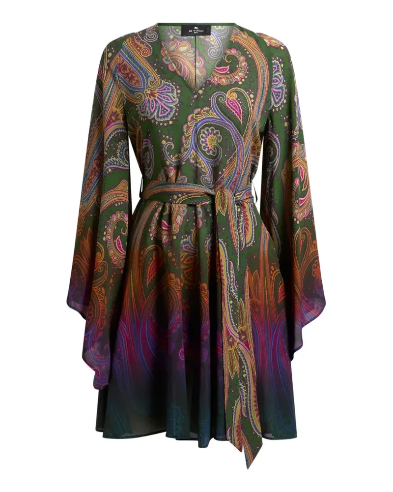 Etro paisley-pattern belted mini dress - Grün Grün