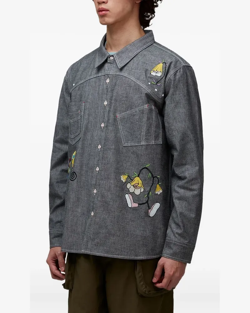 Brain Dead Hemd mit Stickerei - Grau Grau