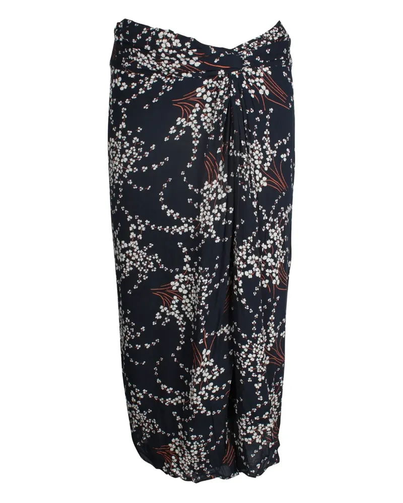 ba&sh floral-print gathered midi skirt - Blau Blau