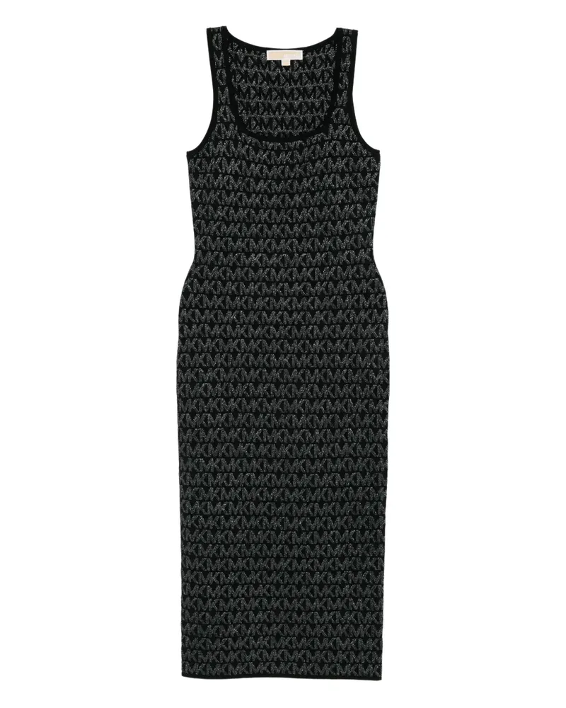 Michael Kors Midikleid mit Metallic-Logo - Schwarz Schwarz