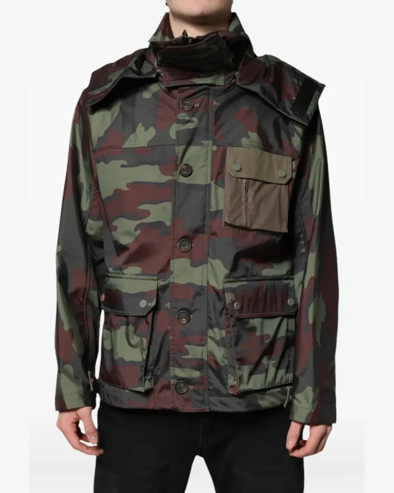 Dolce & Gabbana Kapuzenjacke mit Camouflage-Print - Grün Grün