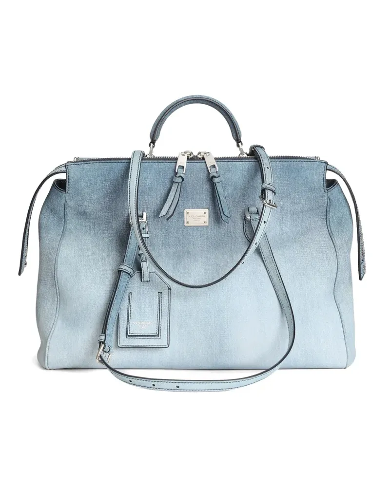 Dolce & Gabbana Vittoria Handtasche aus Nubuk-Denim - Blau Blau