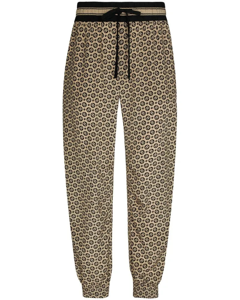 Dolce & Gabbana Seidenhose mit Monogrammmuster - Nude Nude