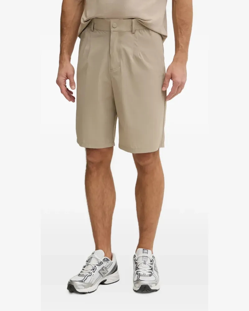 Guess logo-print pleated shorts - Nude Nude