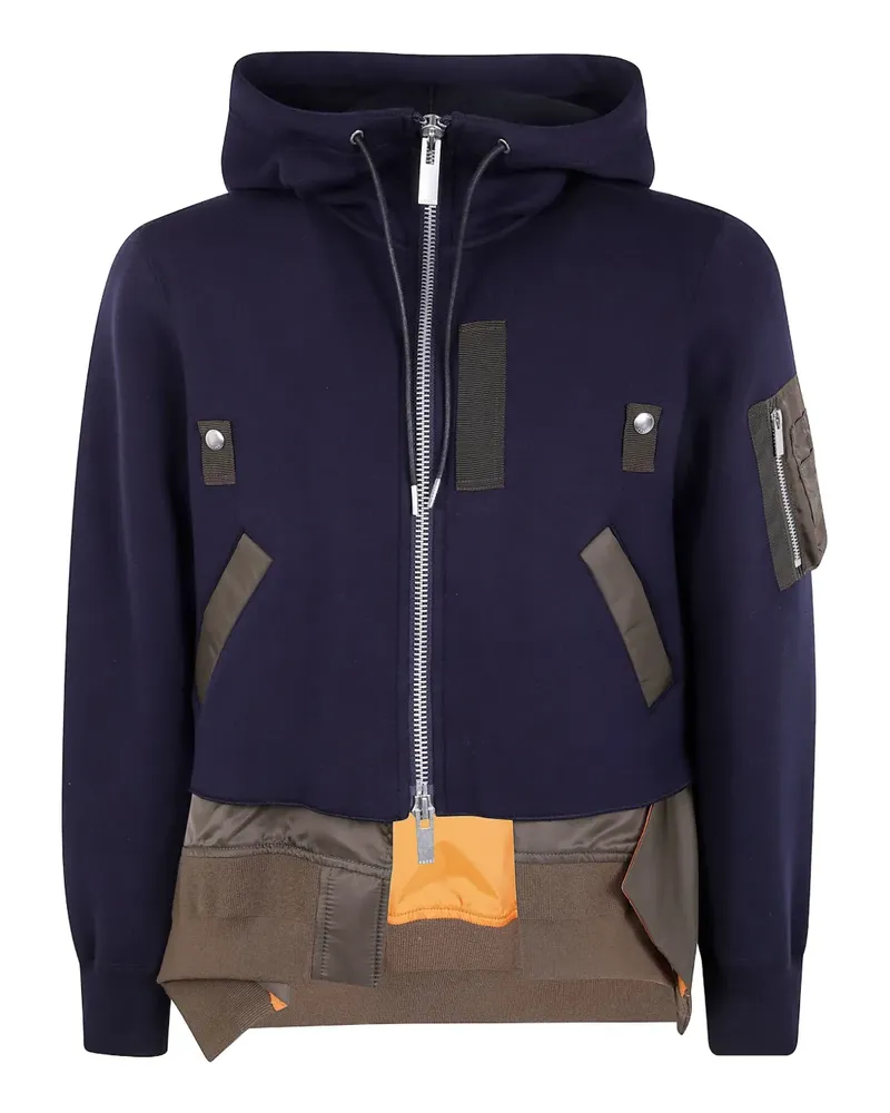 Sacai zip-up pocket hooded jacket - Blau Blau