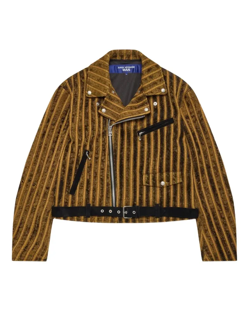 Junya Watanabe striped biker jacket - Schwarz Schwarz