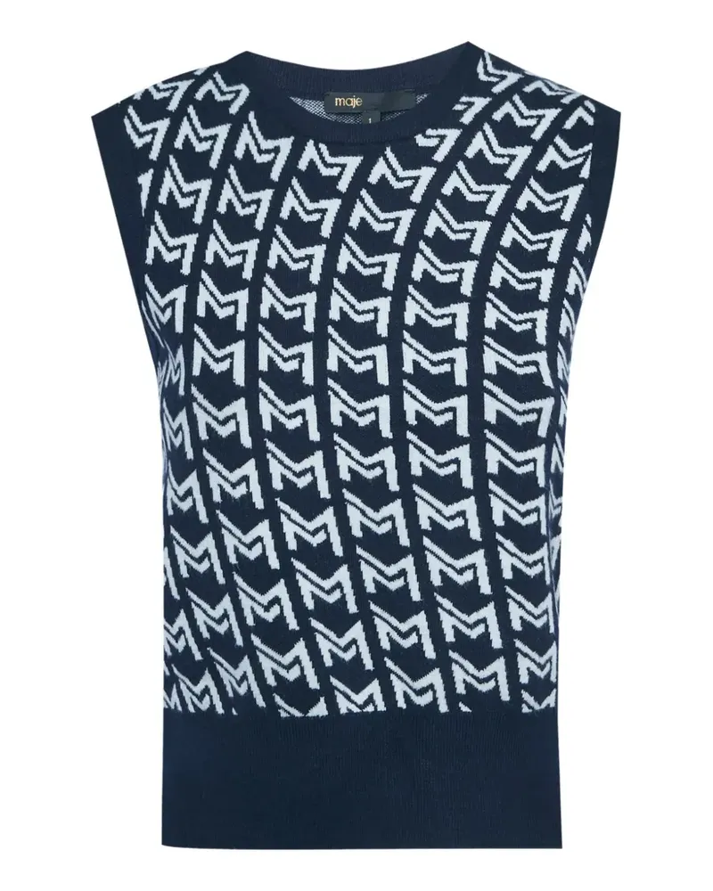 Maje Pullunder aus Monogramm-Jacquard - Blau Blau