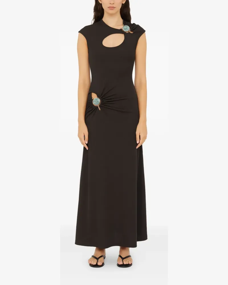 Christopher Esber Maxikleid mit Mineralstein - Schwarz Schwarz