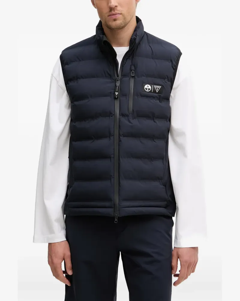 Guess x North Sails quilted logo-patch gilet - Blau Blau