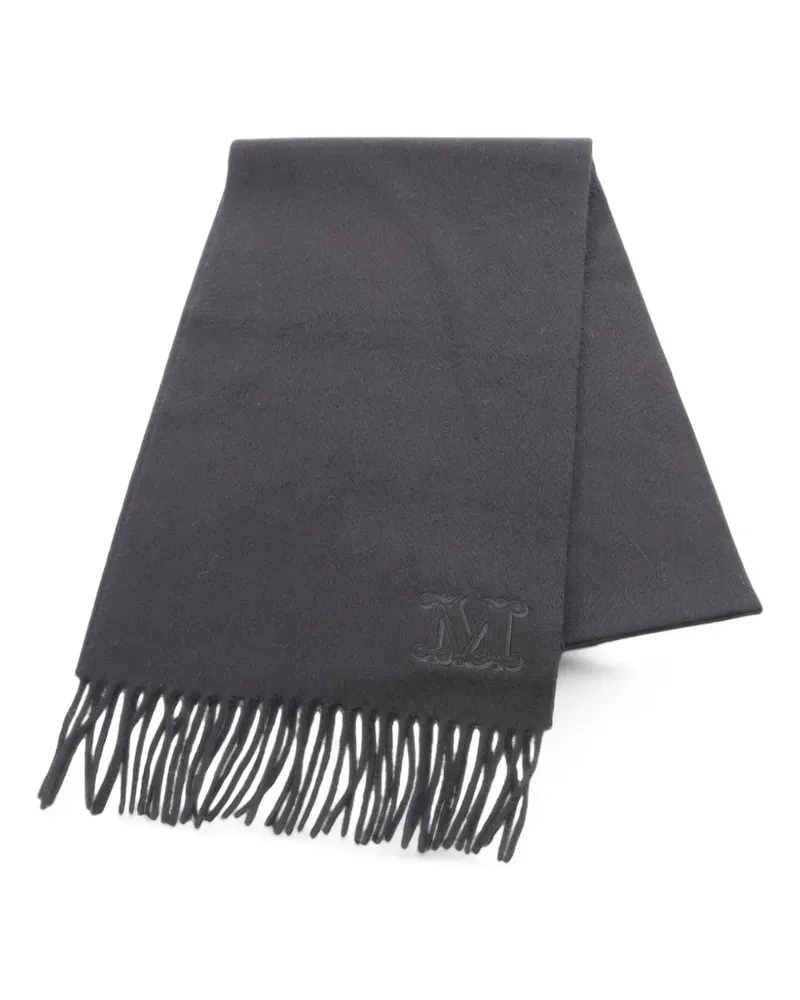 Max Mara 2020s logo fringed scarf - Schwarz Schwarz