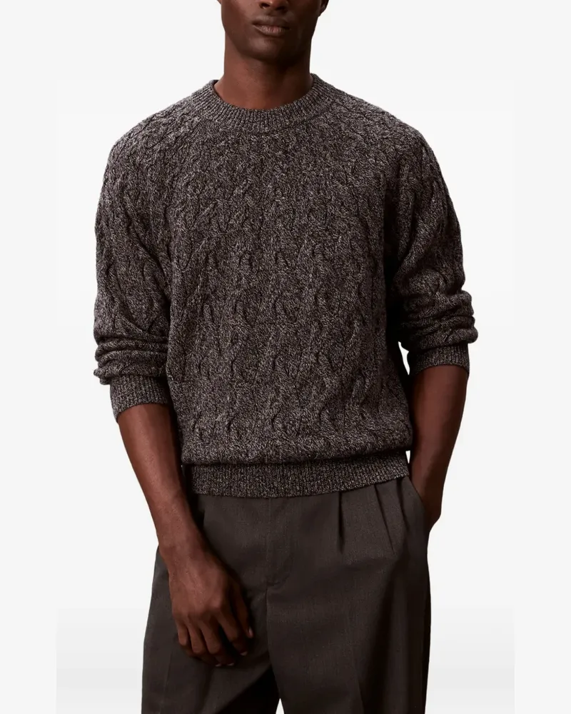 Calvin Klein Pullover mit Zopfmuster - Grau Grau