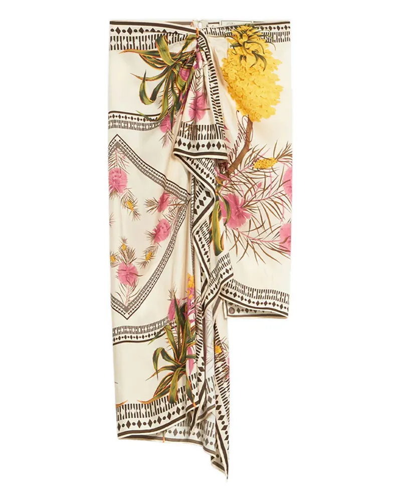 Blumarine asymmetric floral-print skirt - Nude Nude