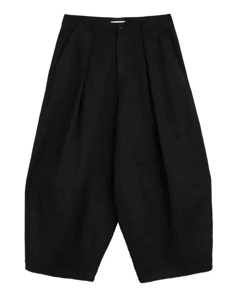 YMC Weite Earth Deadbeat Hose mit Falten - Schwarz Schwarz