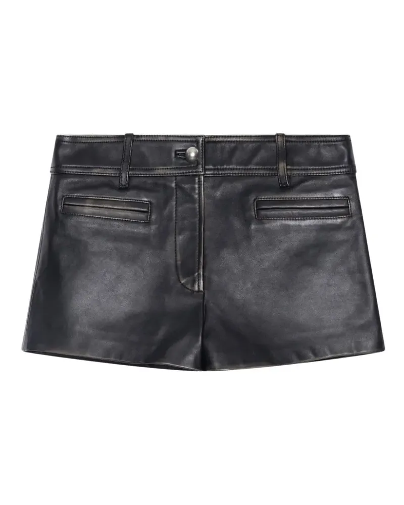 STAND Odessa button leather shorts - Schwarz Schwarz