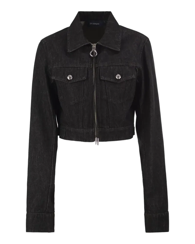 SPORTMAX cropped zip-up denim jacket - Schwarz Schwarz