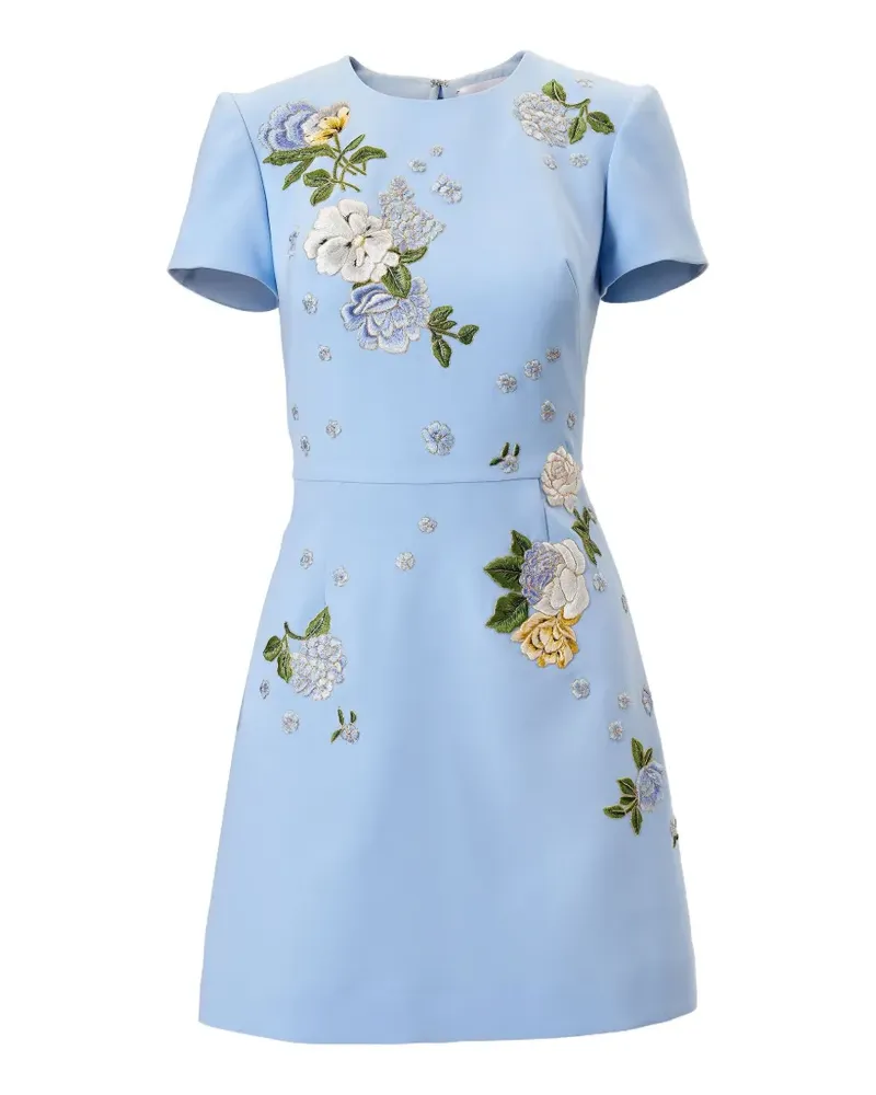 Carolina Herrera New York floral-embroidered bow-detail mini dress - Blau Blau