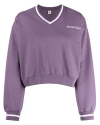 SPORTY & RICH Besticktes Sweatshirt mit V-Ausschnitt Violett