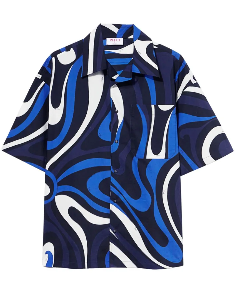 Emilio Pucci Hemd mit Marmo-Print - Blau Blau