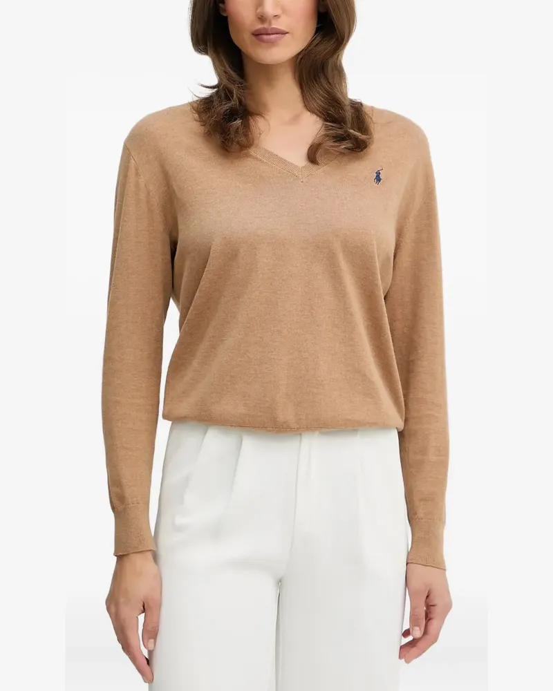 Ralph Lauren Polo Pony Oberteil mit V-Ausschnitt - Braun Braun