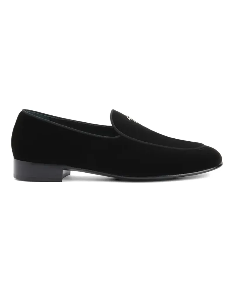 Giuseppe Zanotti Berth metal logo velvet loafers - Schwarz Schwarz