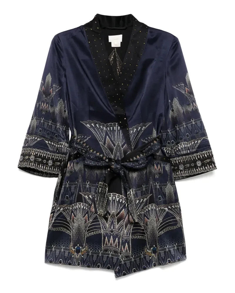 Camilla Pyjama-Jacke mit Rollkragen - Blau Blau