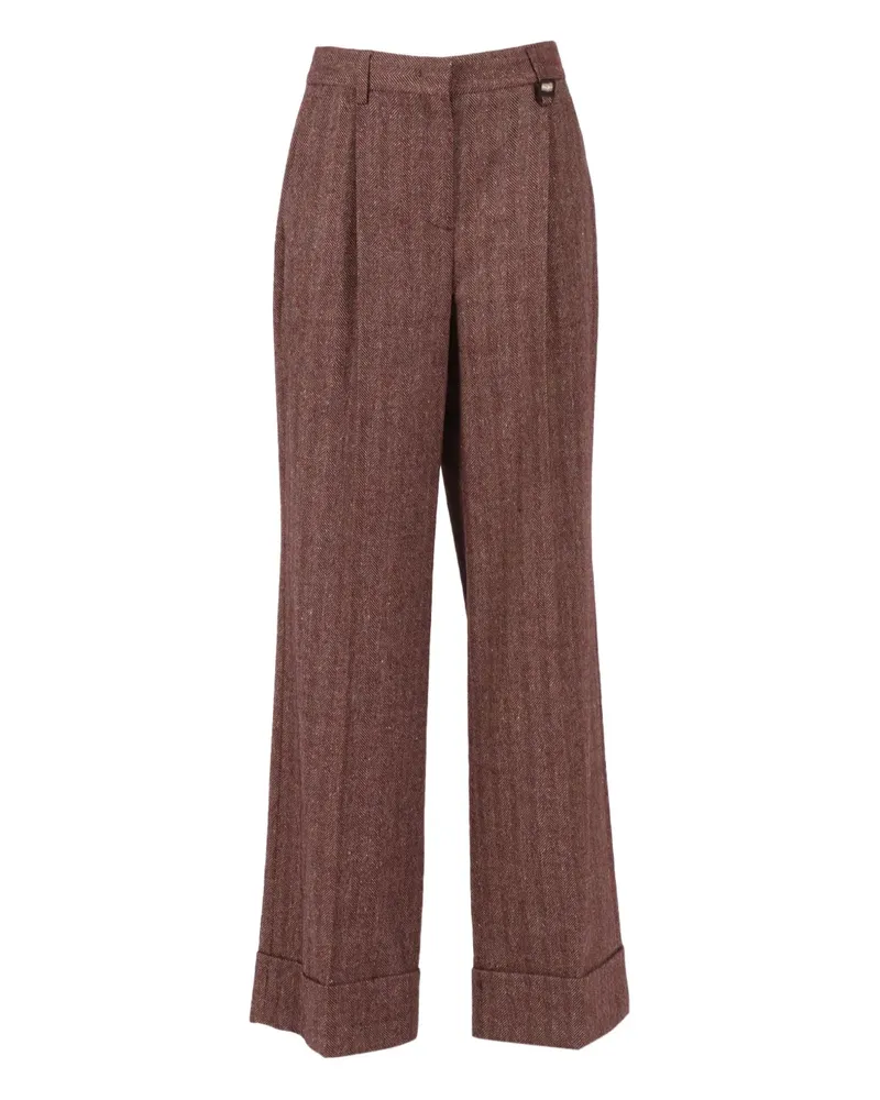Lorena Antoniazzi pleated herringbone trousers - Braun Braun