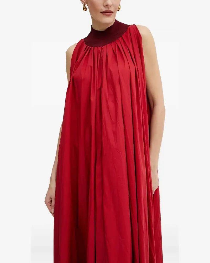 Liviana Conti Falten-Maxikleid mit Stehkragen - Rot Rot