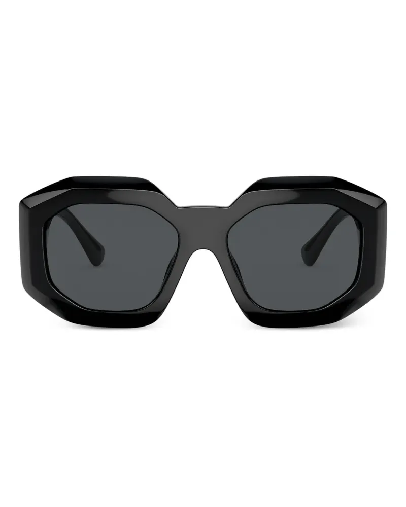 Versace Medusa Biggie Sonnenbrille mit geometrischem Gestell - Schwarz Schwarz