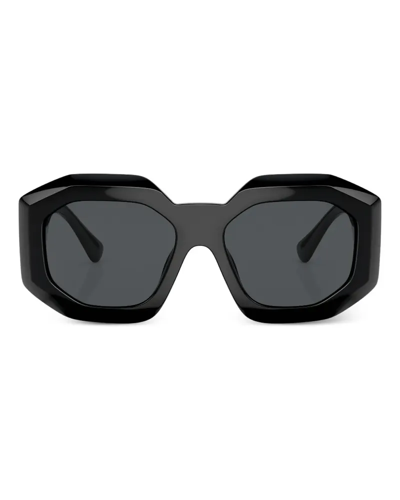 Versace Medusa Biggie Sonnenbrille mit geometrischem Gestell - Schwarz Schwarz