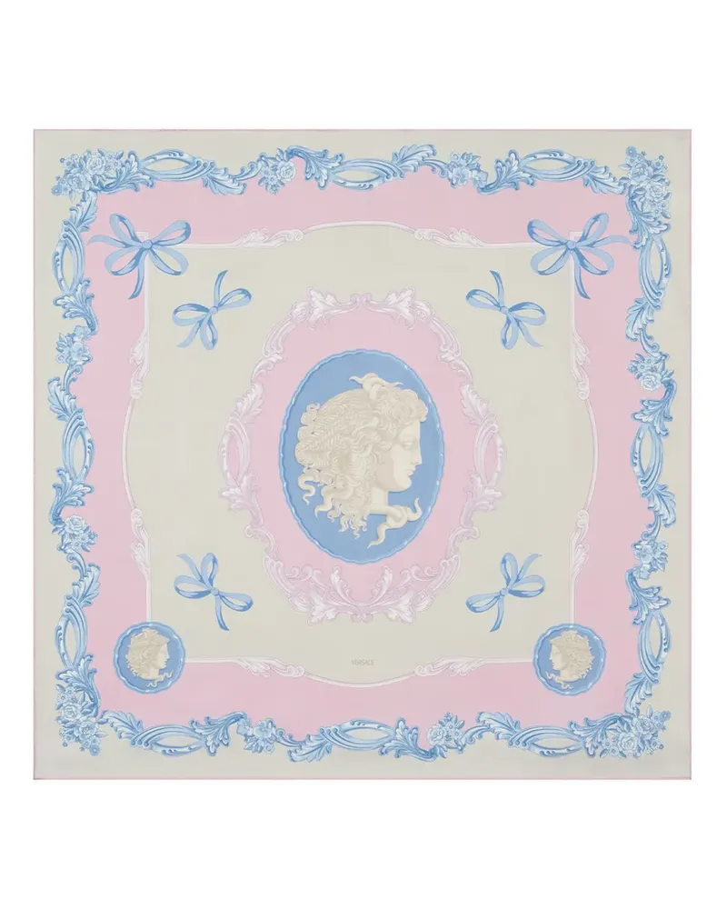 Versace Großer Cameo Schal aus Seide - Blau Blau