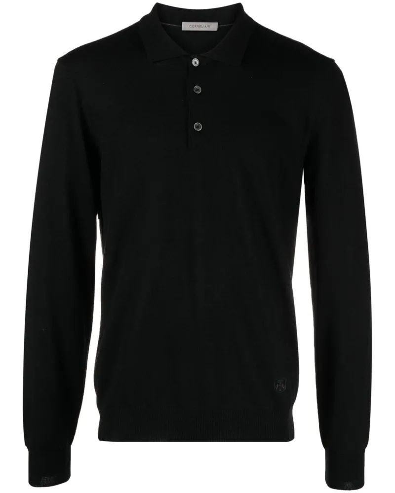 Corneliani Langärmeliges Poloshirt Schwarz