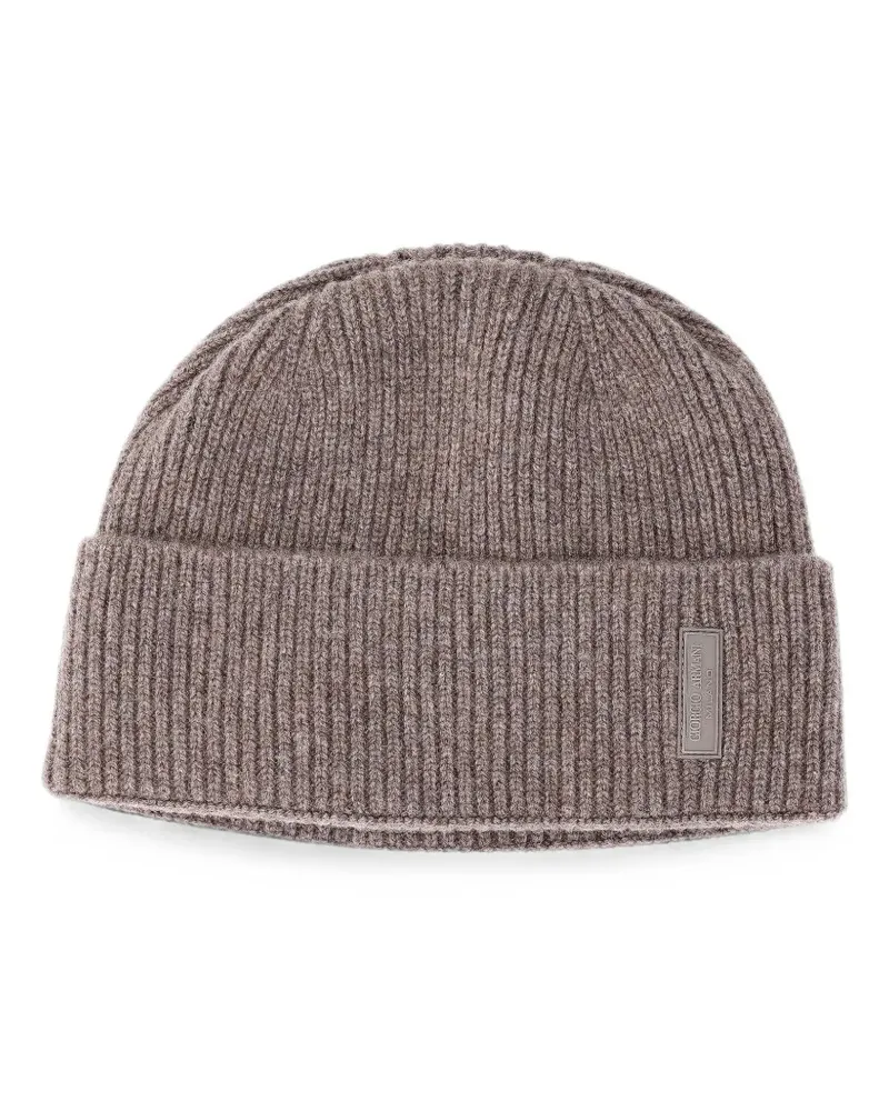 Giorgio Armani ribbed-knit cashmere beanie hat - Braun Braun