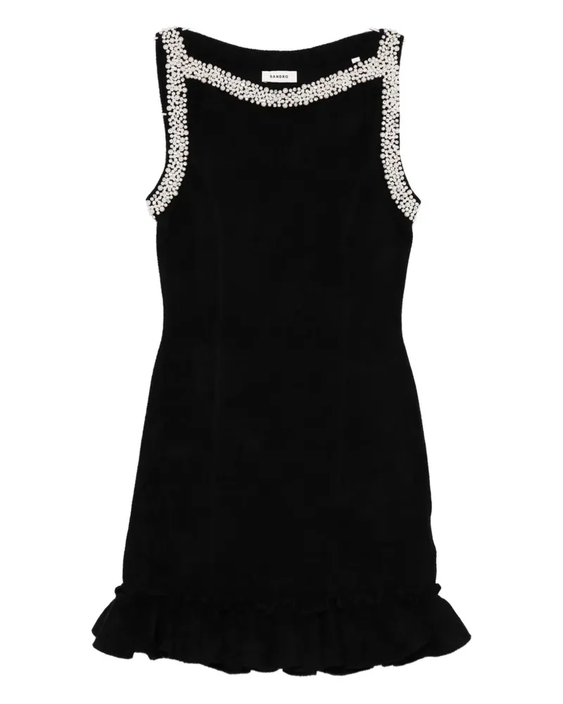 Sandro Midikleid mit Perlen - Schwarz Schwarz