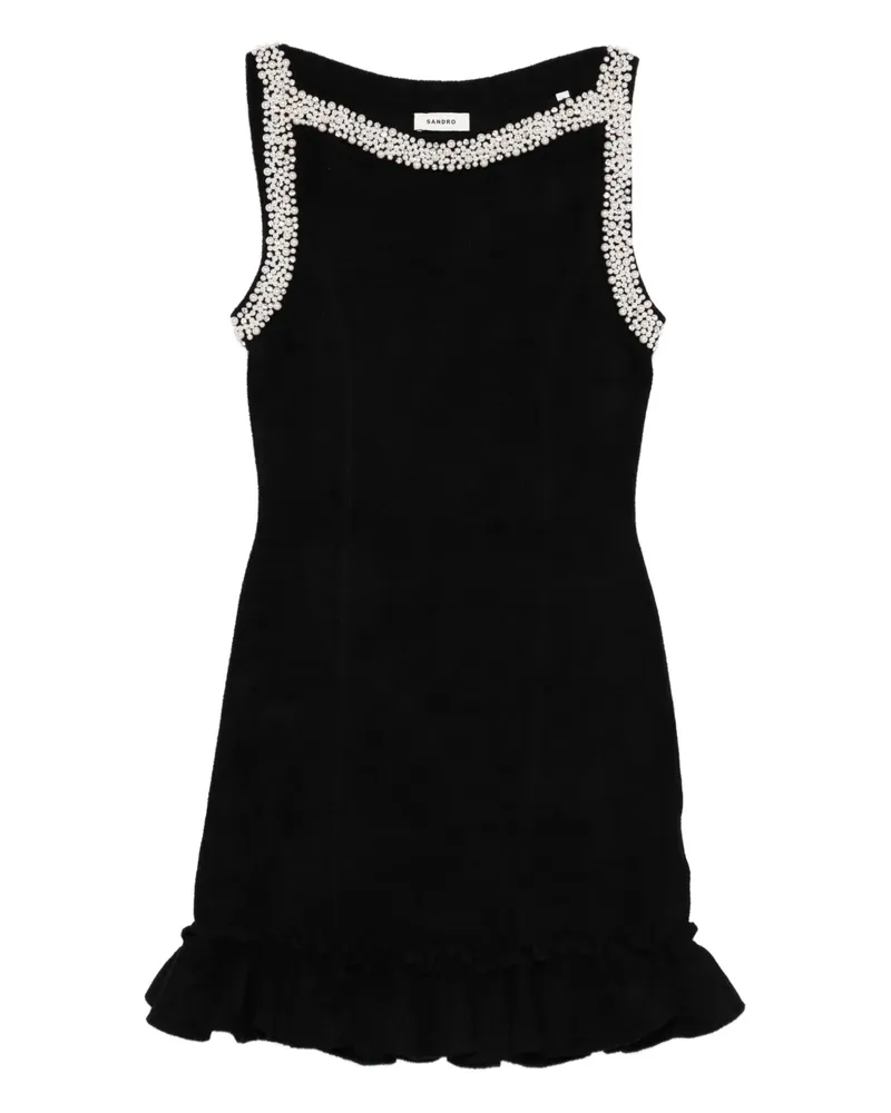 Sandro Midikleid mit Perlen - Schwarz Schwarz