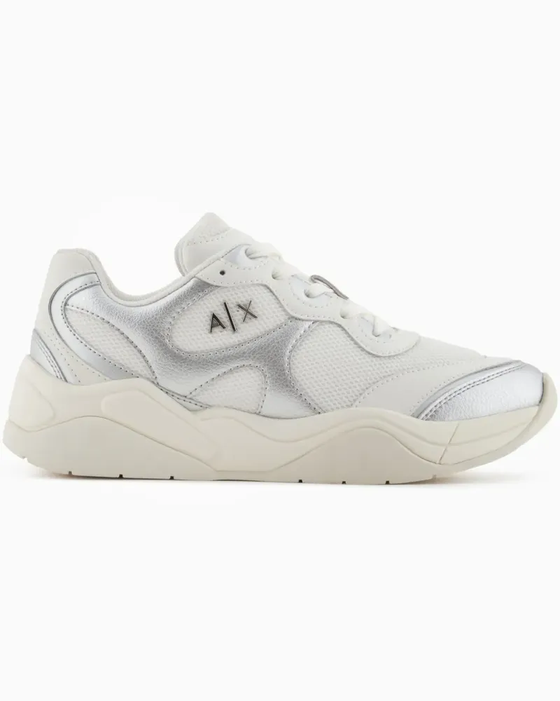 Armani Exchange Sneakers mit Metallic-Finish - Weiß Weiß